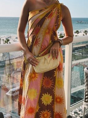 Farm Rio x Anthropologie One-Shoulder Seamed A-Line Dress